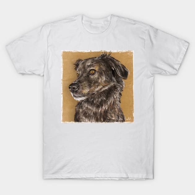 Painting of a Cute Furry Brown Dutch Shepherd Dog T-Shirt by ibadishi